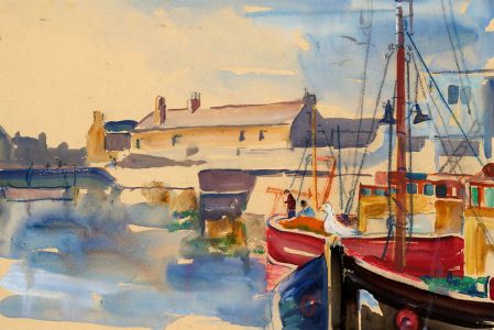 Jean Dryden Alexander (1911-1994) - Watercolour, Harbourside