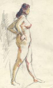 Peter Collins ARCA - c.1970s Watercolour, Standing Nude