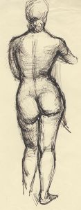 Peter Collins ARCA - c.1970s Pen and Ink Drawing, Standing Nude