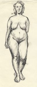 Peter Collins ARCA - c.1970s Pen and Ink Drawing, Standing Nude