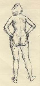 Peter Collins ARCA - c.1970s Pen and Ink Drawing, Standing Nude