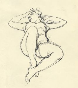 Peter Collins ARCA - c.1970s Pen and Ink Drawing, Reclining Nude