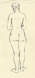 Peter Collins ARCA - c.1970s Pen and Ink Drawing, Standing Nude