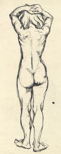 Peter Collins ARCA - c.1970s India Ink, Standing Nude