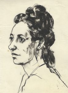 Peter Collins ARCA - c.1970s India Ink, Portrait of a Woman