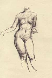 Peter Collins ARCA - 1949 Pen and Ink Drawing, Torso Study