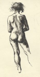 Peter Collins ARCA - c.1970s Pen and Ink Drawing, Full Length Nude Study
