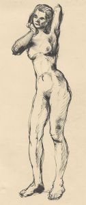 Peter Collins ARCA - c.1970s Pen and Ink Drawing, Full Length Nude Study