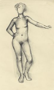Peter Collins ARCA - c.1970s Pen and Ink Drawing, Standing Nude