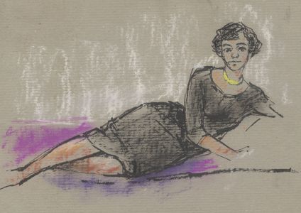 Peter Collins ARCA - c.1970s Pastel, Woman in Black