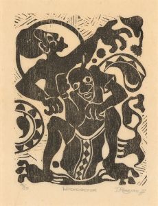 J.Ribejro - 1977 Woodblock, Witchdoctor