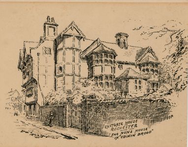 S.J.A. - Monogrammed 19th Century Pen and Ink Drawing, Eastgate House, Rochester