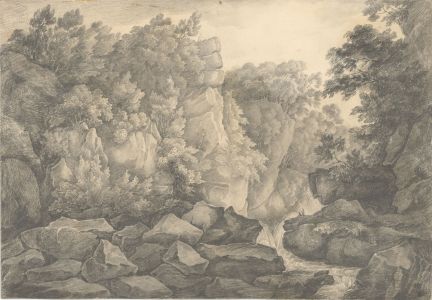 Attributed to Nicholas Pocock (1740-1821)- Graphite Drawing, Below Lynton Church