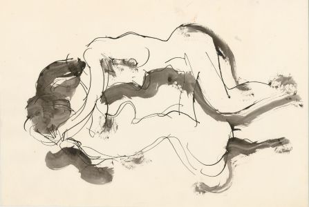 Peter Collins ARCA - c.1970s Pen and Ink Drawing, Nudes in Embrace