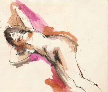 Peter Collins ARCA - c.1970s Pen and Ink Drawing, Reclining Nude