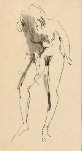 Peter Collins ARCA - c.1970s Pen and Ink Drawing, Bending Nude