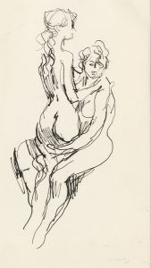 Peter Collins ARCA - c.1970s Pen and Ink Drawing, Two Nudes
