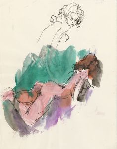 Peter Collins ARCA - c.1970s Mixed Media, Reclining Nude