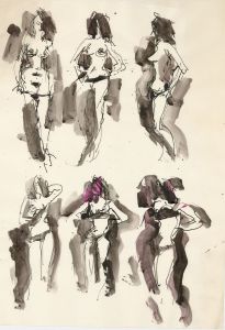 Peter Collins ARCA - c.1970s Watercolour, Standing Nudes