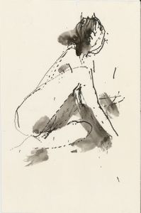 Peter Collins ARCA - c.1970s Pen and Ink Drawing, Seated Nude