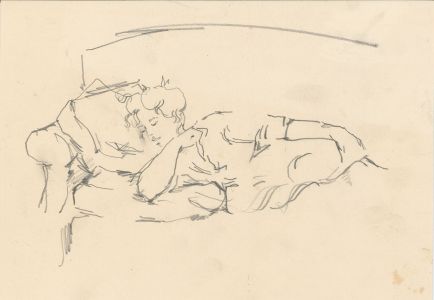 Peter Collins ARCA - c.1970s Graphite Drawing, Sleeping Figure