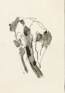 Peter Collins ARCA - c.1970s Pen and Ink Drawing, Bending Nude