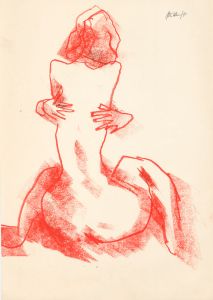 Peter Collins ARCA - Signed 1980 Pastel, Red Nude
