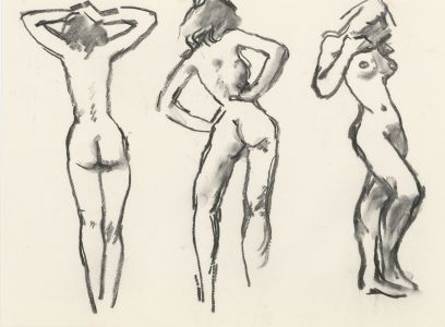 Peter Collins ARCA - c.1970s Charcoal Drawing, Nude Study