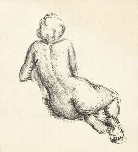 Peter Collins ARCA - c.1970s Pen and Ink Drawing, Female Nude Study 