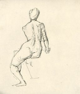 Peter Collins ARCA - c.1970s Pen and Ink Drawing, Female Nude Study 