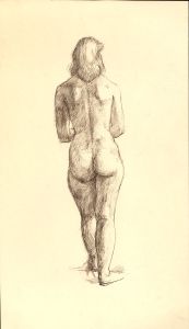 Peter Collins ARCA - c.1970s Pen and Ink Drawing, Standing Female Nude