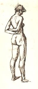 Peter Collins ARCA - c.1970s Pen and Ink Drawing, Standing Figure