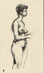 Peter Collins ARCA - c.1970s India Ink, Standing Female Nude