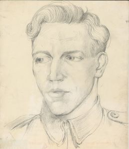 Peter Collins ARCA - c.1970s Graphite Drawing, Portrait of a Military Man