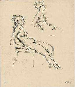 Peter Collins ARCA - c.1970s Pen and Ink Drawing, Female Nude Studies