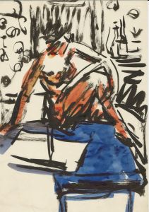 Peter Collins ARCA - c.1970s Watercolour, Female Nude in an Interior