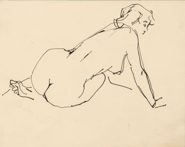 Peter Collins ARCA - c.1970s Pen and Ink Drawing, Female Nude Study 