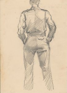 Peter Collins ARCA - c.1970s Graphite Drawing, Study of a Military Man