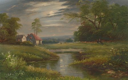 W.H. Day - Signed Late 19th Century Oil, Rural Landscape with Cottages