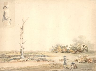 English School 19th Century Watercolour - Travellers in a Landscape