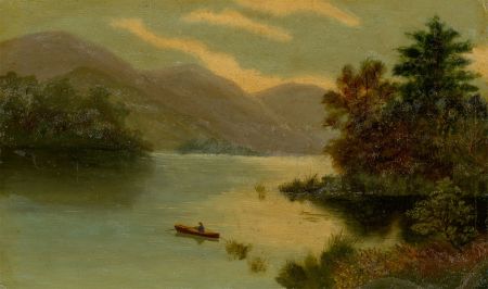 Late 19th Century Oil - Figure in Boat in River Landscape