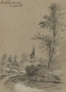1816 Graphite Drawing - View of Brading Church