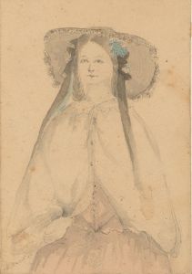 1856 Watercolour - Portrait of La Baronne Caroline de Pfeffel, Munich