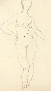 Peter Collins ARCA - A Set of 3 c.1970s Pen and Ink Drawings, Standing Nudes