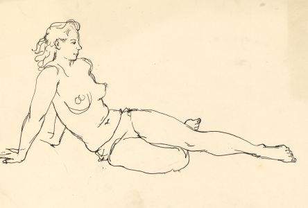 Peter Collins ARCA - A Pair of c.1970s Pen and Ink Drawings, Seated Female Nudes