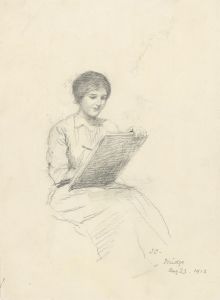 Joseph Clark - Late 19th Century Graphite Drawing, Lady Writing