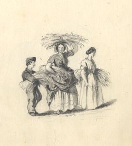 Set of 3 19th Century Graphite Drawings - Continental Genre Scenes
