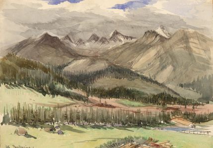 T. Dobson - Late 19th Century Watercolour, Swiss Mountain Landscape