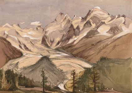 T. Dobson - Late 19th Century Watercolour, The Morteratsch Glacier