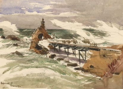 T. Dobson - Late 19th Century Watercolour, Seaside in France
